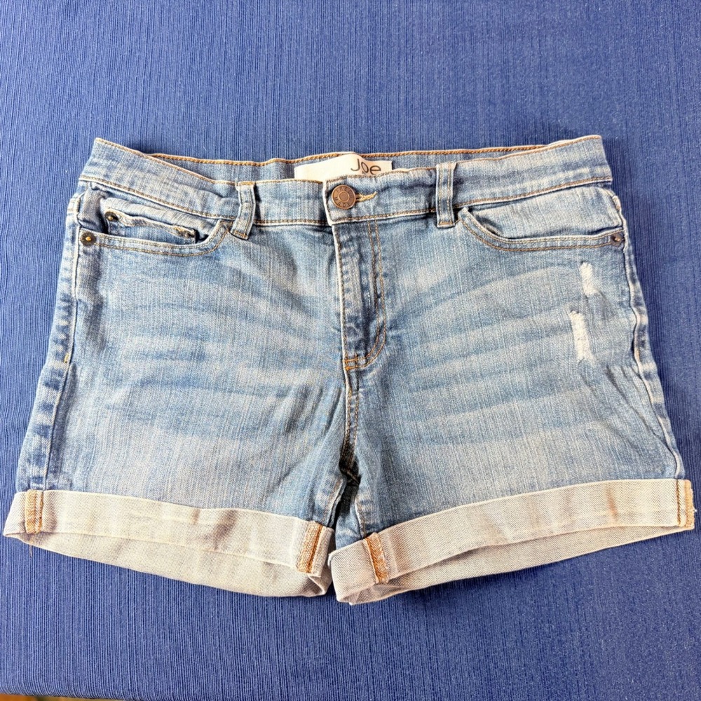 Classic Joe Fresh Denim Shorts 8 Light Blue Distressed Rolled Cuff Casual Summer